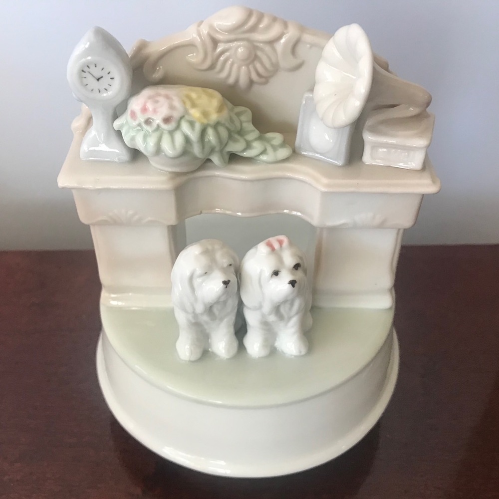 In the good old summer time music box ceramic dogs
